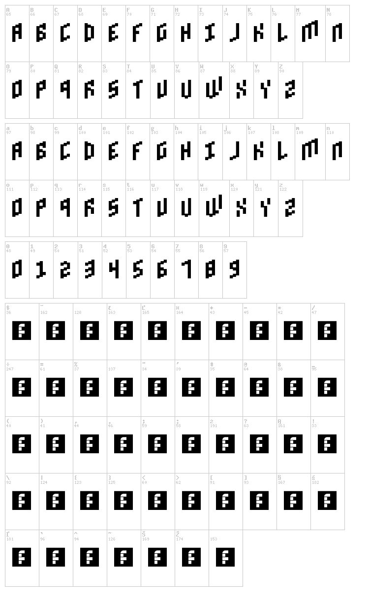 Brick Bold font map